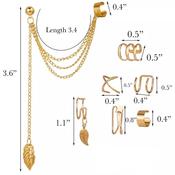 7 Pcs Ear Cuff Set Dangle Feather Star Earring - Picture 16 of 16